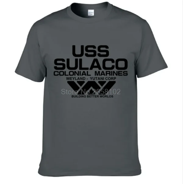 Moda USCSS Nostromo T-Shirt Alien USS Sulaco Colonial Marines Aliens Off World Camiseta de manga curta masculina de algodão com gola redonda - Imagem 11
