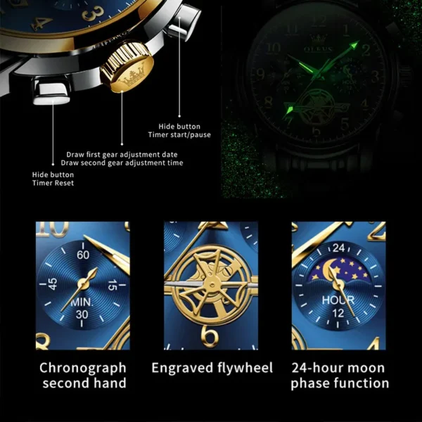 Relógio OLEVS 2900 Moon Phase Watch - Imagem 5