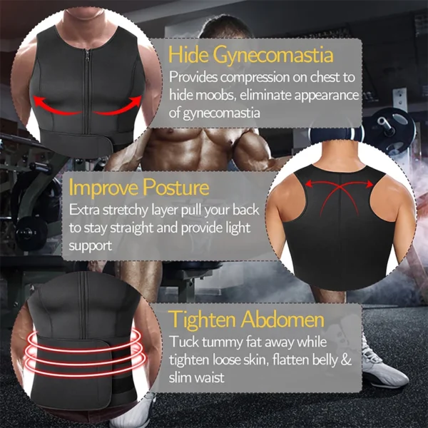 Neoprene sauna suor colete cintura formador corset corpo shaper zíper emagrecimento tanque superior queimador de gordura treino perda de peso shapewear - Imagem 4