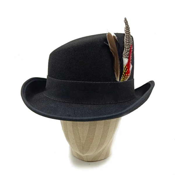 Chapéu alto inclinado masculino, chapéu de mágico preto monocromático, sombrero cavalheiro, festa curl britânica, personalidade, novo, 60cm - Imagem 4