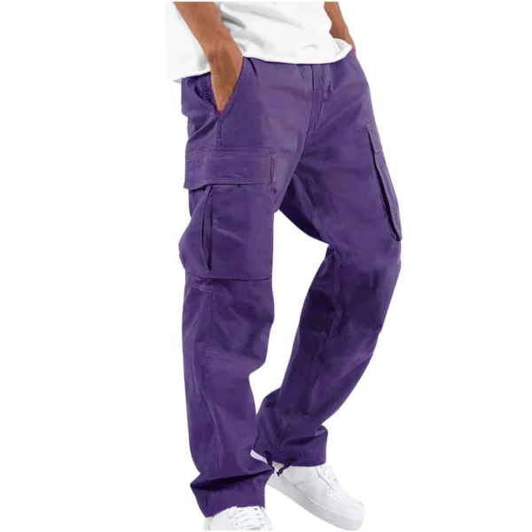Calça cargo masculina casual masculina cintura alta elástica bolso perna larga bolso calças grandes S-5XL OUFY-008 - Imagem 7