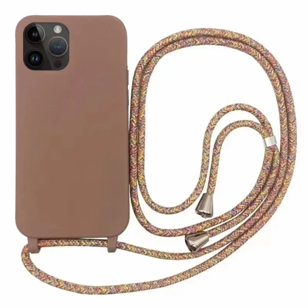 Capa de telefone com cordão de silicone macio em TPU, iPhone 16, 15, 14 Plus, 13, 12, Mini, 11 Pro, XS, Max, XR, X - Imagem 10