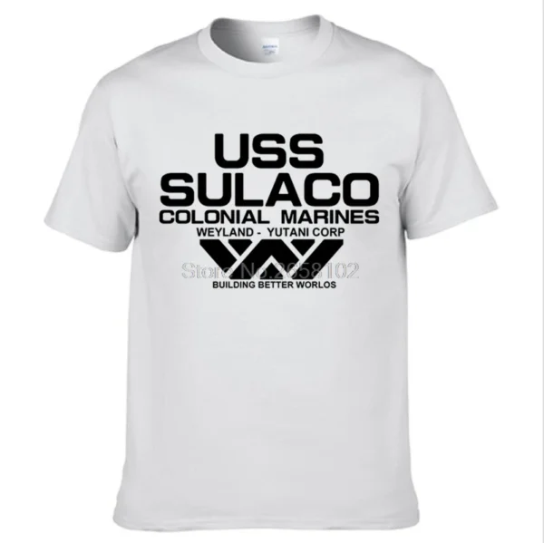 Moda USCSS Nostromo T-Shirt Alien USS Sulaco Colonial Marines Aliens Off World Camiseta de manga curta masculina de algodão com gola redonda - Imagem 6