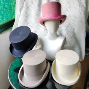Unisex Preto Vermelho Magic Hat Bowler, Top Show Gentleman Hat, 100% Lã, Presidencial, Acessórios Pena, Moda Masculina, DIY
