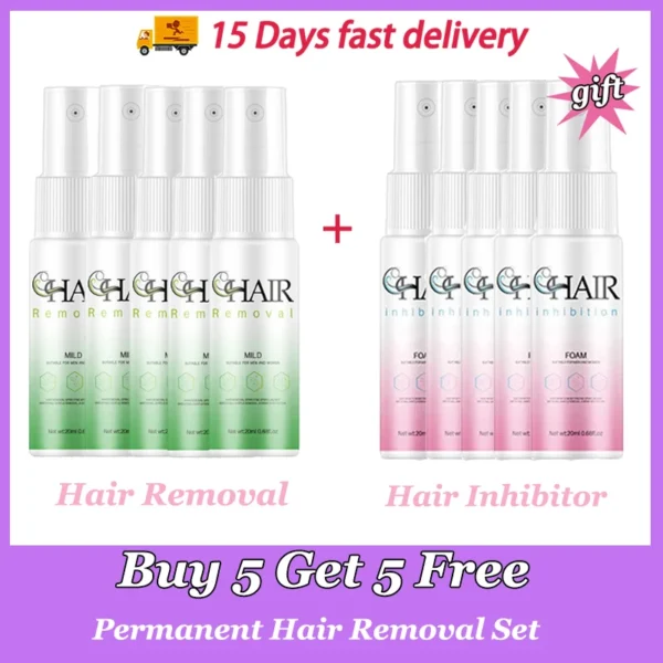 Spray de depilação rápida para homens e mulheres, inibidor indolor do crescimento do cabelo, axila do braço, perna depilatória permanente, beleza saúde, 10pcs - Imagem 11