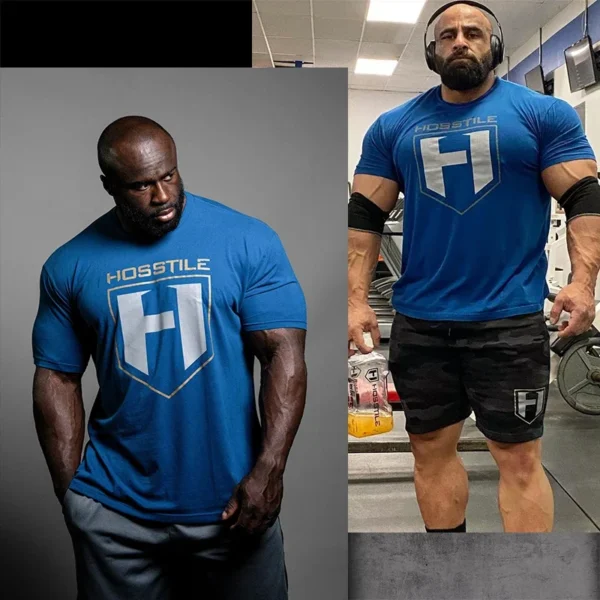 Hosion-camiseta de manga curta para homens, estilo americano, solto, respirável, fitness, músculo, difícil, esportes, clássico - Imagem 11