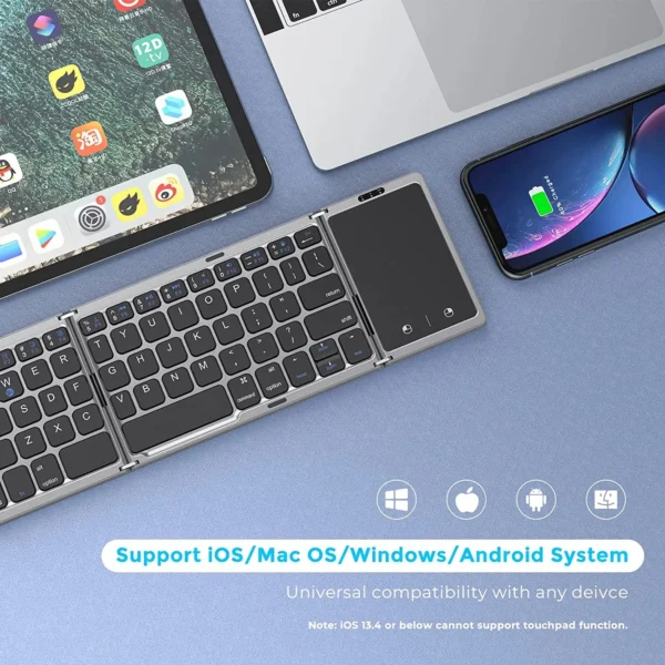 Teclado Bluetooth sem fio dobrável com Touchpad, teclado portátil para Smartphone, Android, IOS, Mac, Windows, Novo - Imagem 2
