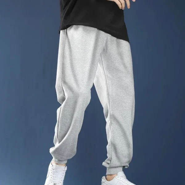 Calças de moletom casuais masculinas, calças esportivas de lã, unissex, moda sólida, calças soltas, streetwear, outono, inverno, calças de corrida, fitness - Imagem 5