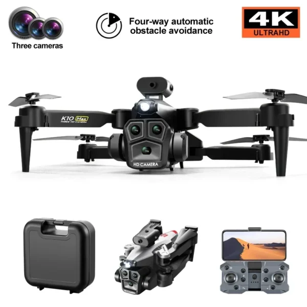 K10 MAX Professional 4K HD Camera Drone, Fluxo Óptico, 360 °, Evitar Obstáculos, Tiro Vertical de Quatro Eixos, Novo - Imagem 3