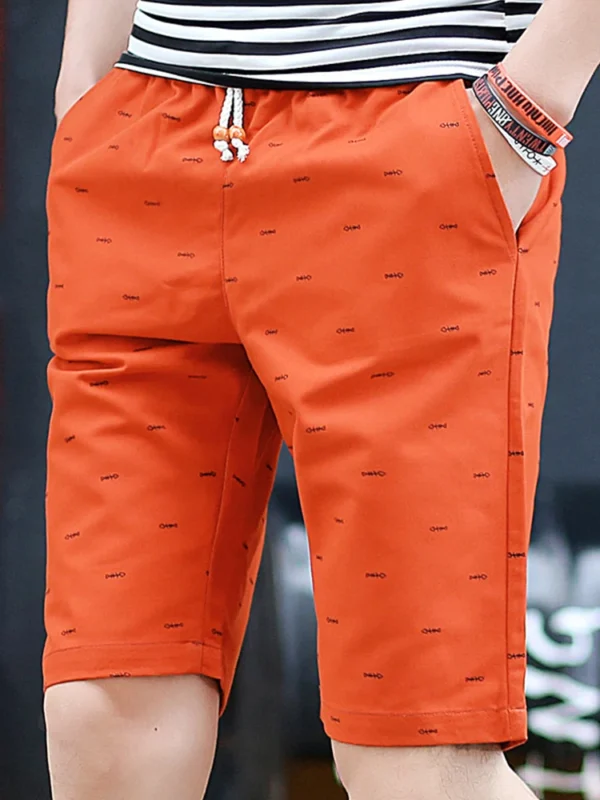 Verão Masculino Fishbone Print shorts calças Algodão Solto Casual Moda Praia pantalones cortos Joggers Streetwear short homme - Imagem 7