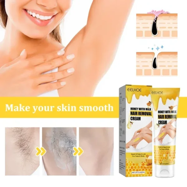 Depilador indolor Creme depilatório para mulheres Homens e mulheres Cuidados eficazes com o corpo, axilas, pernas, braços, cera de beleza para remoção de pelos - Imagem 2