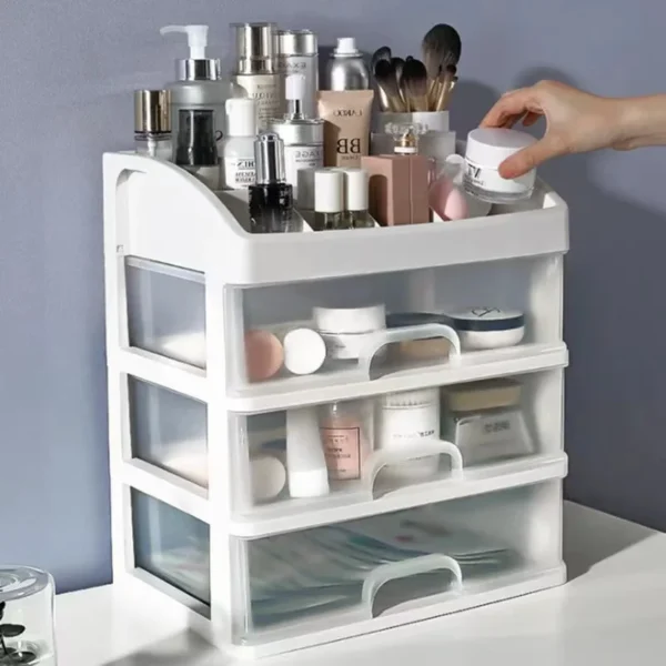 Caixa de armazenamento de cosméticos transparente, organizador de maquiagem e joias, à prova d'água, armazenamento de cosméticos, ótimo para banheiro, quarto, bancada - Imagem 3