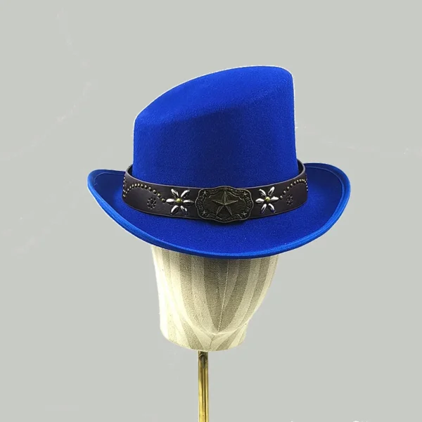 Chapéu alto inclinado masculino, chapéu de mágico preto monocromático, sombrero cavalheiro, festa curl britânica, personalidade, novo, 60cm - Imagem 15