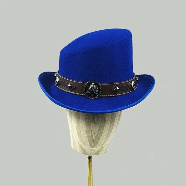Chapéu alto inclinado masculino, chapéu de mágico preto monocromático, sombrero cavalheiro, festa curl britânica, personalidade, novo, 60cm - Imagem 16