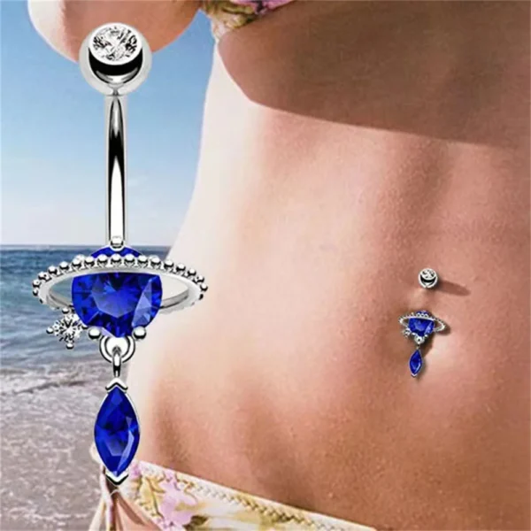 1pc Aço Inoxidável Azul Umbigo Anel Umbigo Tragu Piercing Barbell Coração Borboleta Corpo Jóias Punk Acessórios para Mulheres - Imagem 4