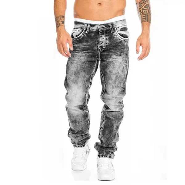 Jeans Baggy masculino com estiramento reto e slim fit, calça casual, calça jeans preta e azul, marca - Imagem 10