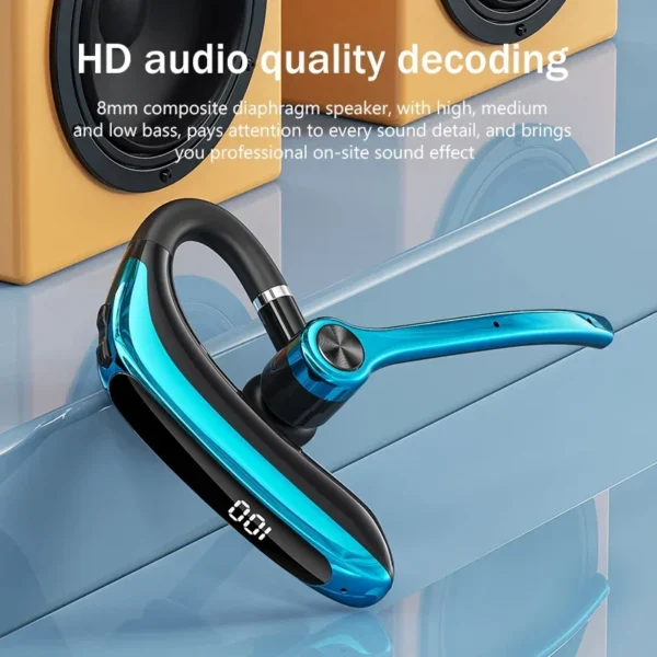 EARDECO-fone de ouvido único sem fio com microfone, fone de ouvido bluetooth, auscultador com cancelamento de ruído - Imagem 6