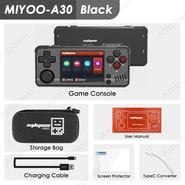 MIYOO A30 Handheld Game Console, Emulador Retro, Video Console, Motor de Vibração, Presentes Jogador, 2.8 "Tela IPS, Sistema Linux, 2.4G, WiFi - Imagem 9