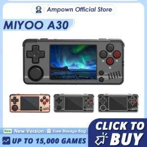 MIYOO A30 Handheld Game Console, Emulador Retro, Video Console, Motor de Vibração, Presentes Jogador, 2.8 "Tela IPS, Sistema Linux, 2.4G, WiFi