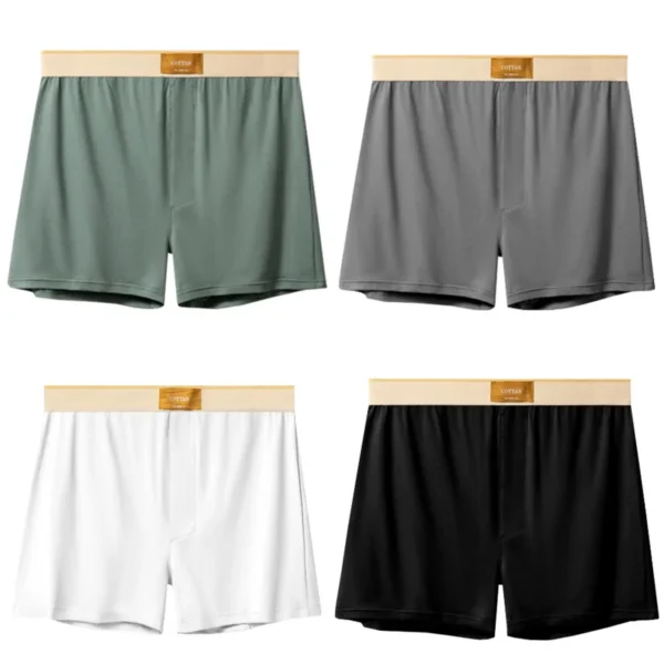 4 pçs masculino seta calças boxers de algodão shorts soltos meados de cintura masculina plus size roupa interior homewear calcinha confortável - Imagem 11