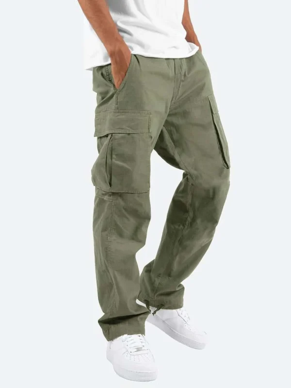 Calça cargo masculina casual masculina cintura alta elástica bolso perna larga bolso calças grandes S-5XL OUFY-008 - Imagem 13