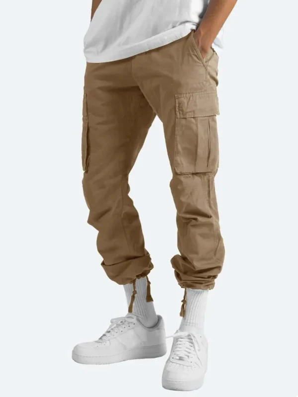 Calça cargo masculina casual masculina cintura alta elástica bolso perna larga bolso calças grandes S-5XL OUFY-008 - Imagem 8