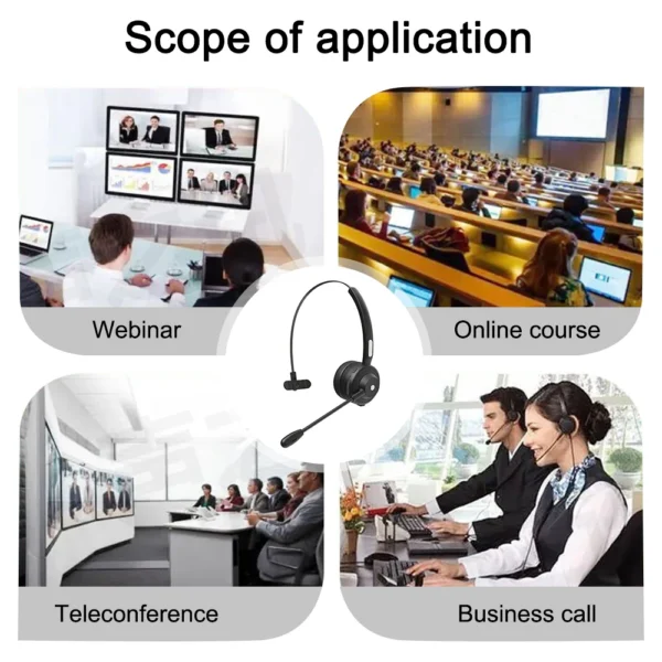 Bluetooth 5.1 Headset Wireless Truck Driver Headphones Hands-Free Call Headset With Mic Noise Cancelling For Call Center Office - Imagem 5