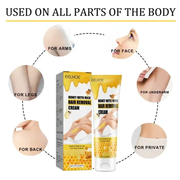 Depilador indolor Creme depilatório para mulheres Homens e mulheres Cuidados eficazes com o corpo, axilas, pernas, braços, cera de beleza para remoção de pelos - Imagem 5