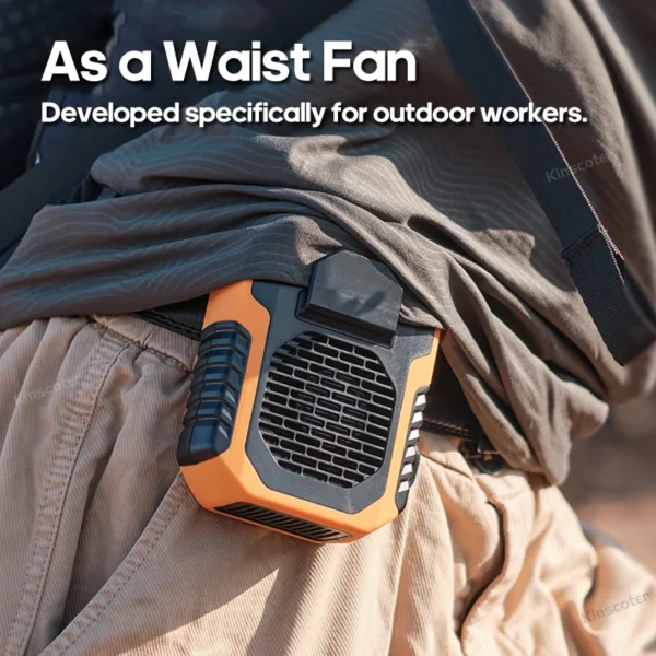 KINSCOTER Ventilador de cintura suspenso para uso externo Ventilador de cintura/pescoço portátil de 6000mAh Ventilador de resfriamento com 3 velocidades Ventilador elétrico silencioso de longa duração - Imagem 6
