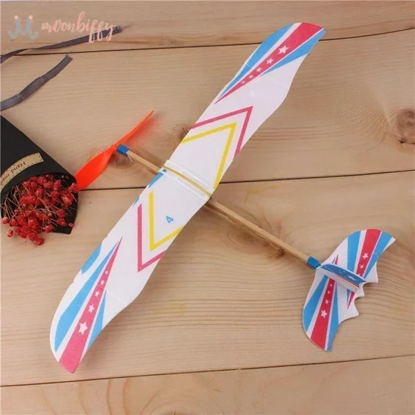 Aviões voadores de planadores para crianças, lance de mão DIY, elástico elástico, avião voador alimentado, avião modelo de montagem - Imagem 2