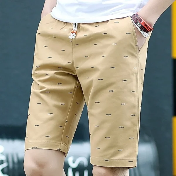 Verão Masculino Fishbone Print shorts calças Algodão Solto Casual Moda Praia pantalones cortos Joggers Streetwear short homme - Imagem 3