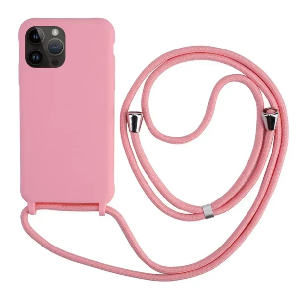 Capa de telefone com cordão de silicone macio em TPU, iPhone 16, 15, 14 Plus, 13, 12, Mini, 11 Pro, XS, Max, XR, X - Imagem 14
