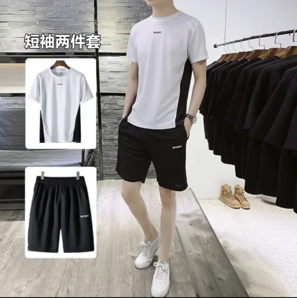 2022 novo agasalho de verão masculino camiseta solta com shorts juntos roupas masculinas camisas de futebol manter conjuntos legais tamanho grande M a 5XL - Imagem 10