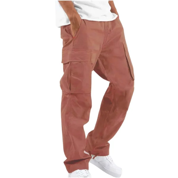 Calça cargo masculina casual masculina cintura alta elástica bolso perna larga bolso calças grandes S-5XL OUFY-008 - Imagem 11