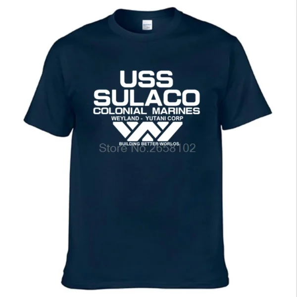 Moda USCSS Nostromo T-Shirt Alien USS Sulaco Colonial Marines Aliens Off World Camiseta de manga curta masculina de algodão com gola redonda - Imagem 12