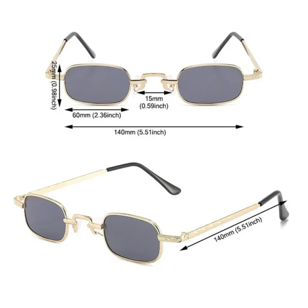 1pc para mulher pequeno retângulo óculos de sol retro metal frame punk vintage viagem máscaras uv400 proteção óculos de sol - Imagem 6