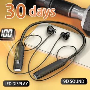 Fones de ouvido sem fio TWS Super Power, faixa Bluetooth, fones magnéticos, display LED, fone de ouvido esportivo, estéreo com microfone