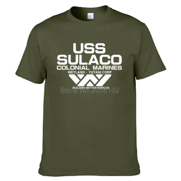 Moda USCSS Nostromo T-Shirt Alien USS Sulaco Colonial Marines Aliens Off World Camiseta de manga curta masculina de algodão com gola redonda - Imagem 8