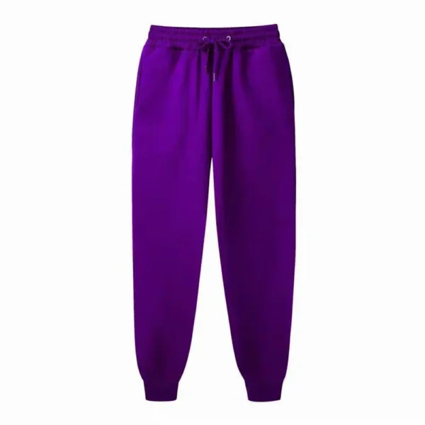 Calças de moletom casuais masculinas, calças esportivas de lã, unissex, moda sólida, calças soltas, streetwear, outono, inverno, calças de corrida, fitness - Imagem 9