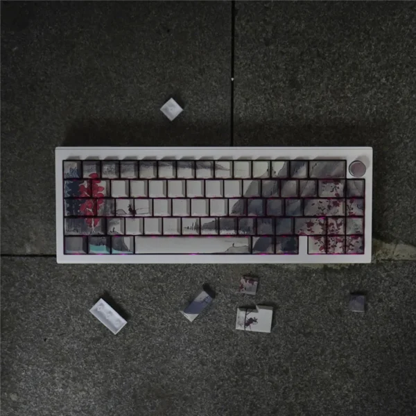 Estilo antigo pintura a tinta Keycaps, perfil cereja, PBT, sublimação de corante, letra lateral, luz através de keycaps para teclado mecânico - Imagem 2