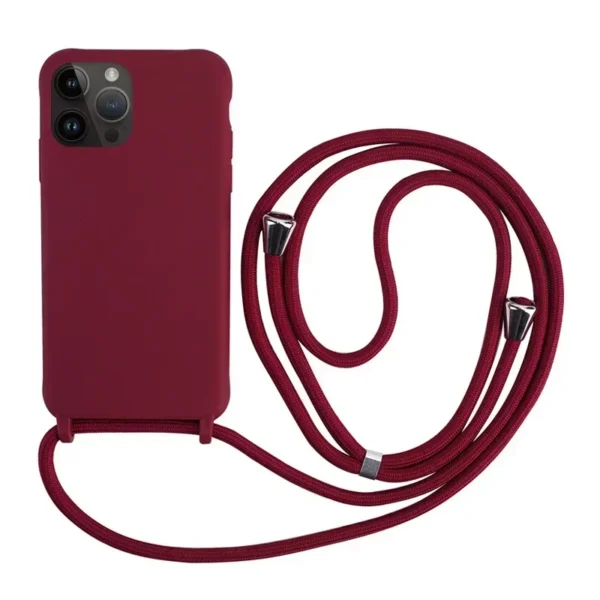 Capa de telefone com cordão de silicone macio em TPU, iPhone 16, 15, 14 Plus, 13, 12, Mini, 11 Pro, XS, Max, XR, X - Imagem 8