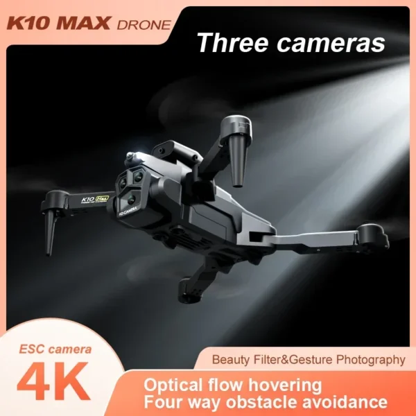 K10 MAX Professional 4K HD Camera Drone, Fluxo Óptico, 360 °, Evitar Obstáculos, Tiro Vertical de Quatro Eixos, Novo - Imagem 5