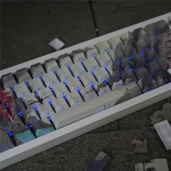 Estilo antigo pintura a tinta Keycaps, perfil cereja, PBT, sublimação de corante, letra lateral, luz através de keycaps para teclado mecânico - Imagem 4