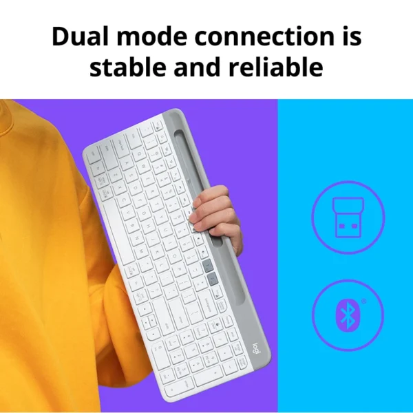 Logitech-k580 teclado sem fio portátil, luz fina, multi-dispositivo, para pc, tablet, laptop, ipad, computador de escritório - Imagem 4