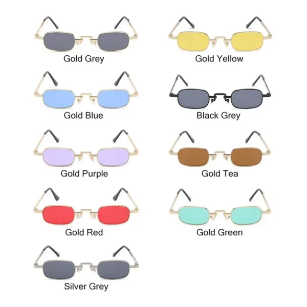 1pc para mulher pequeno retângulo óculos de sol retro metal frame punk vintage viagem máscaras uv400 proteção óculos de sol - Imagem 5