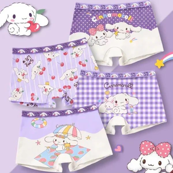 Sanrio Anime Cartoon Print Roupa Interior de Algodão para Meninas, Cute Baby Boxer, Cuecas Kawaii, Presente Infantil, Kuromi, 4Pcs - Imagem 4