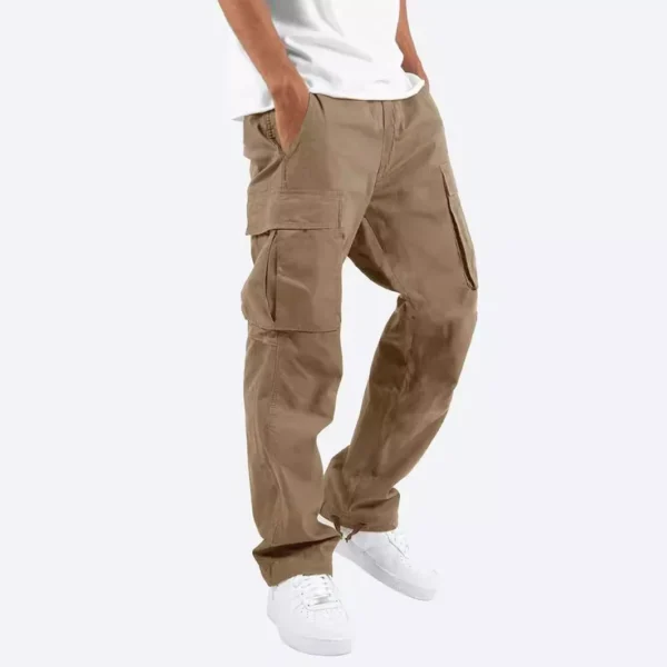 Calça cargo masculina casual masculina cintura alta elástica bolso perna larga bolso calças grandes S-5XL OUFY-008 - Imagem 4