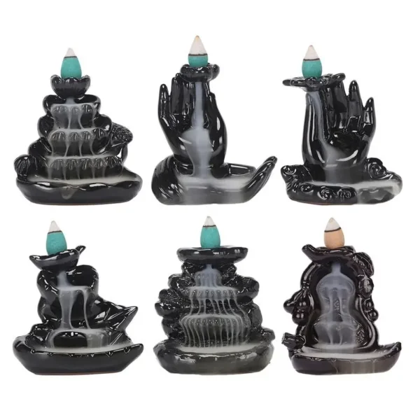 Queimador de incenso de refluxo em resina com cascata de fumaça, queimador de incenso em forma de torre inovadora, incenso de sândalo, forno de aromaterapia, decoração de casa - Imagem 6