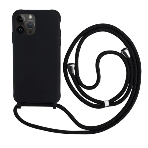 Capa de telefone com cordão de silicone macio em TPU, iPhone 16, 15, 14 Plus, 13, 12, Mini, 11 Pro, XS, Max, XR, X - Imagem 3