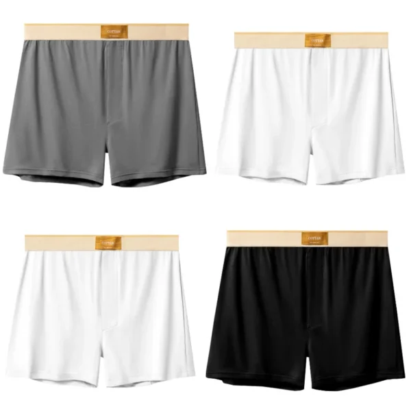 4 pçs masculino seta calças boxers de algodão shorts soltos meados de cintura masculina plus size roupa interior homewear calcinha confortável - Imagem 12